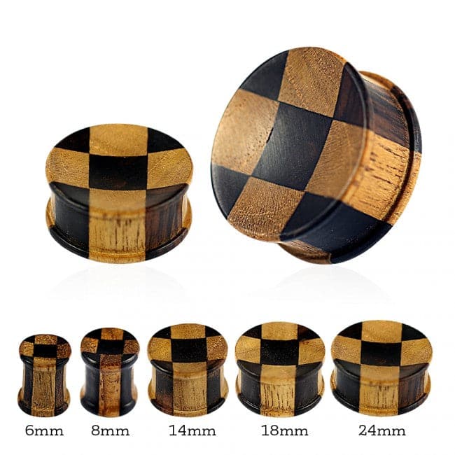 Organic Teak and Iron Wood Ribbed Edge Concave Saddle Ear Plug - Monster Piercing