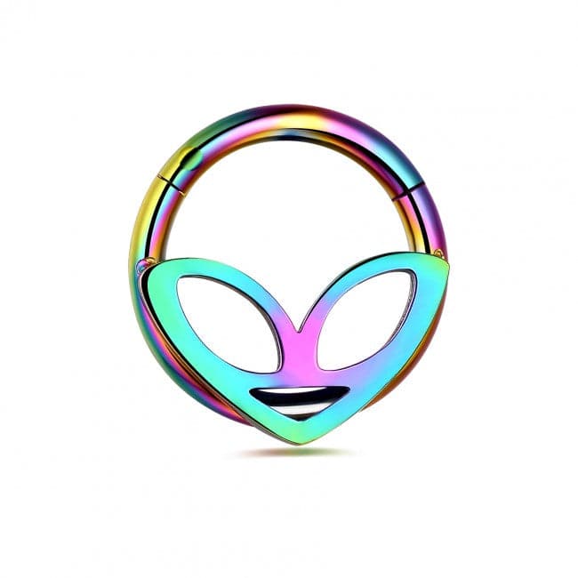 316L Surgical Steel Alien Head Hinged Segment Clicker Ring - Monster Piercing