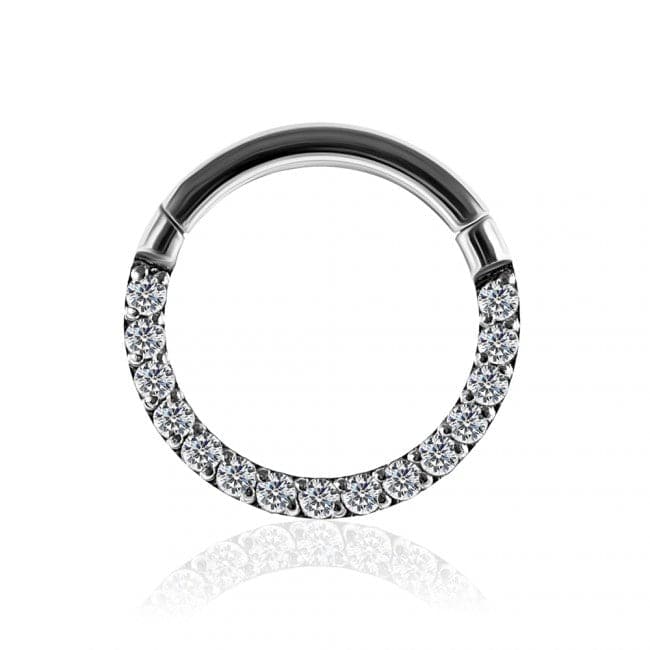 G23 Titanium Pave Crystal Hinged Clicker Segment Ring - Monster Piercing