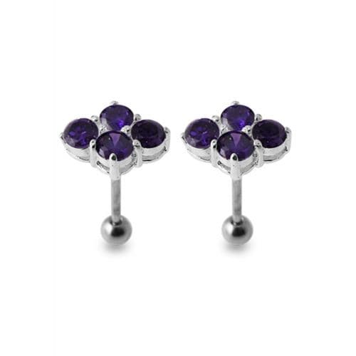 925 Sterling Silver Multi Jewelled Ear Stud - Monster Piercing