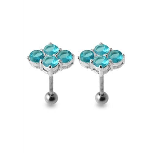 925 Sterling Silver Multi Jewelled Ear Stud - Monster Piercing