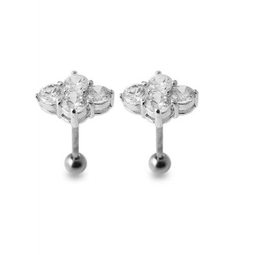 925 Sterling Silver Multi Jewelled Ear Stud - Monster Piercing