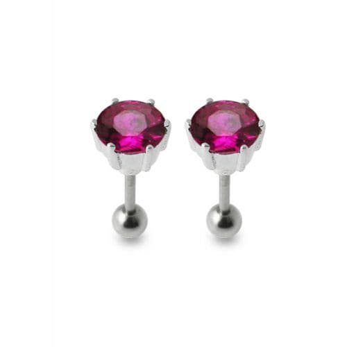 925 Sterling Silver Silver Stud with Zirconia Stone - Monster Piercing