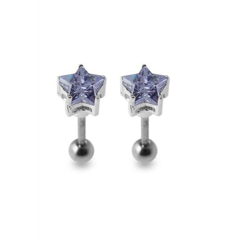 925 Sterling Silver Star Jewelled Ear Stud - Monster Piercing