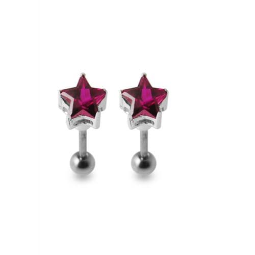 925 Sterling Silver Star Jewelled Ear Stud - Monster Piercing