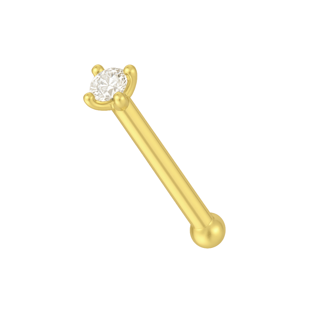 9K Gold Genuine Diamond ball End Nose Pin Nose Stud - Monster Piercing