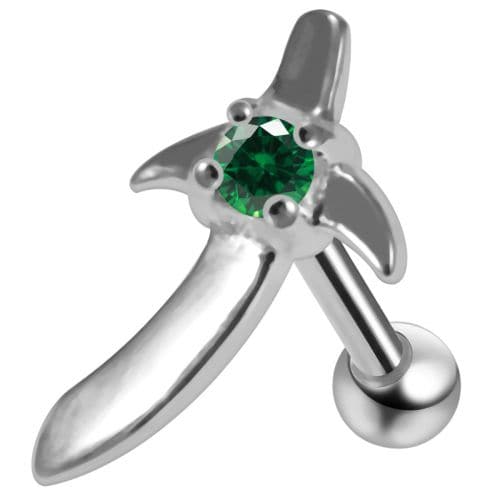 925 Sterling Silver Sword CZ Jewelled Cartilage Ear Stud - Monster Piercing