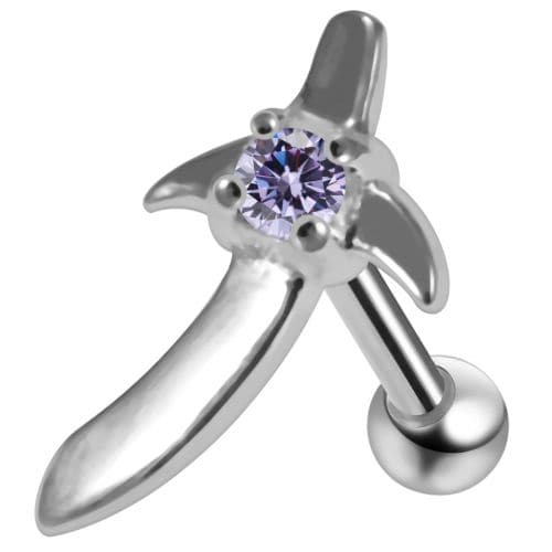 925 Sterling Silver Sword CZ Jewelled Cartilage Ear Stud - Monster Piercing