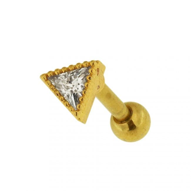 316L Surgical Steel Jewelled Dotted Triangle Cartilage Ear Stud - Monster Piercing