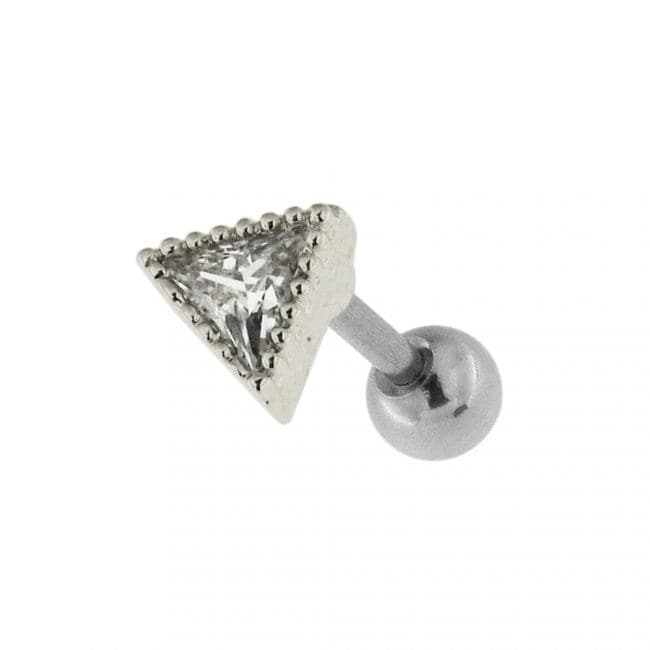 316L Surgical Steel Jewelled Dotted Triangle Cartilage Ear Stud - Monster Piercing
