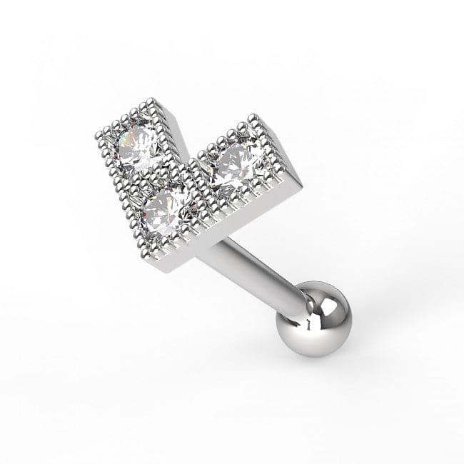 316L Surgical Steel Jewelled Dotted Arrow End Cartilage Ear Stud - Monster Piercing