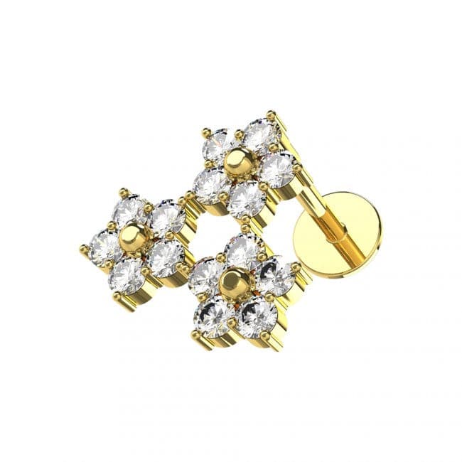 316L Surgical Steel Trinity Floral Flower Flat-Back Cartilage Ear Stud - Monster Piercing