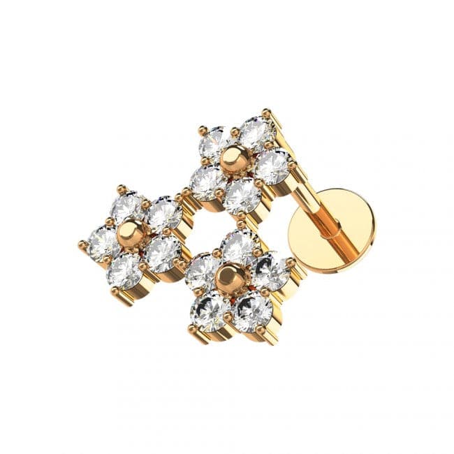 316L Surgical Steel Trinity Floral Flower Flat-Back Cartilage Ear Stud - Monster Piercing