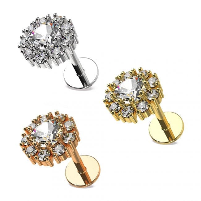 316L Surgical Steel Studded Flower Flat-Back Cartilage Ear Stud - Monster Piercing