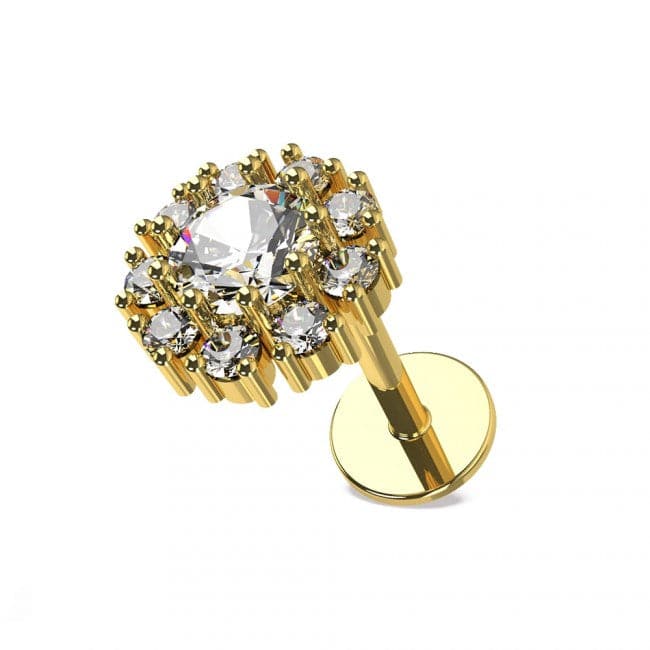 316L Surgical Steel Studded Flower Flat-Back Cartilage Ear Stud - Monster Piercing