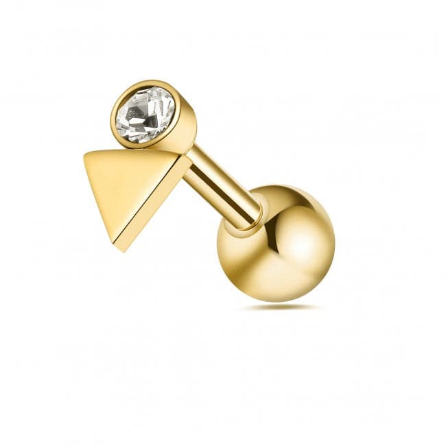 316L Surgical Steel Round CZ Jewelled Triangle Ball-End Cartilage Ear Stud - Monster Piercing