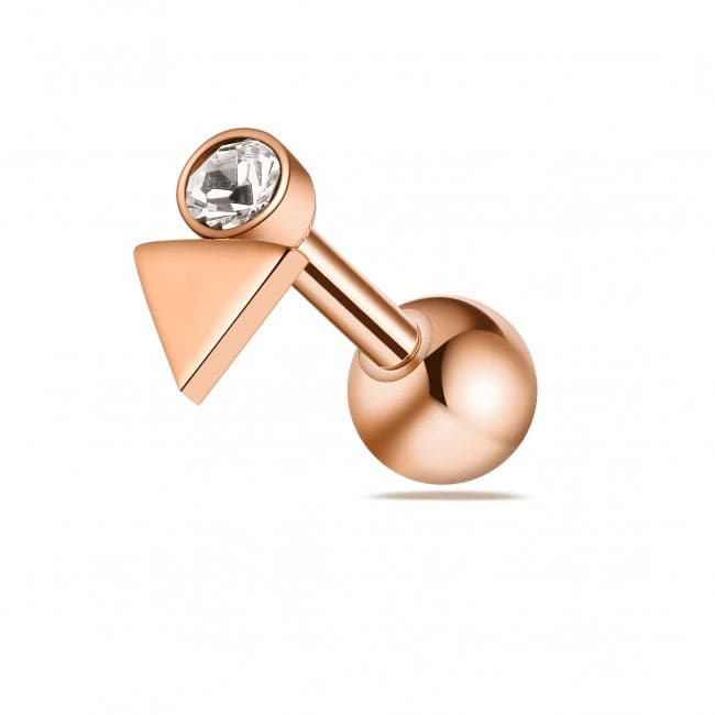 316L Surgical Steel Round CZ Jewelled Triangle Ball-End Cartilage Ear Stud - Monster Piercing