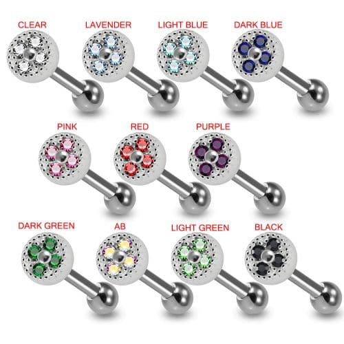 925 Sterling Silver Micro Jewelled Round Dotted Cartilage Ear Stud - Monster Piercing