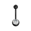 316L Surgical Steel Black Cubic Zirconia Studded Belly Ring