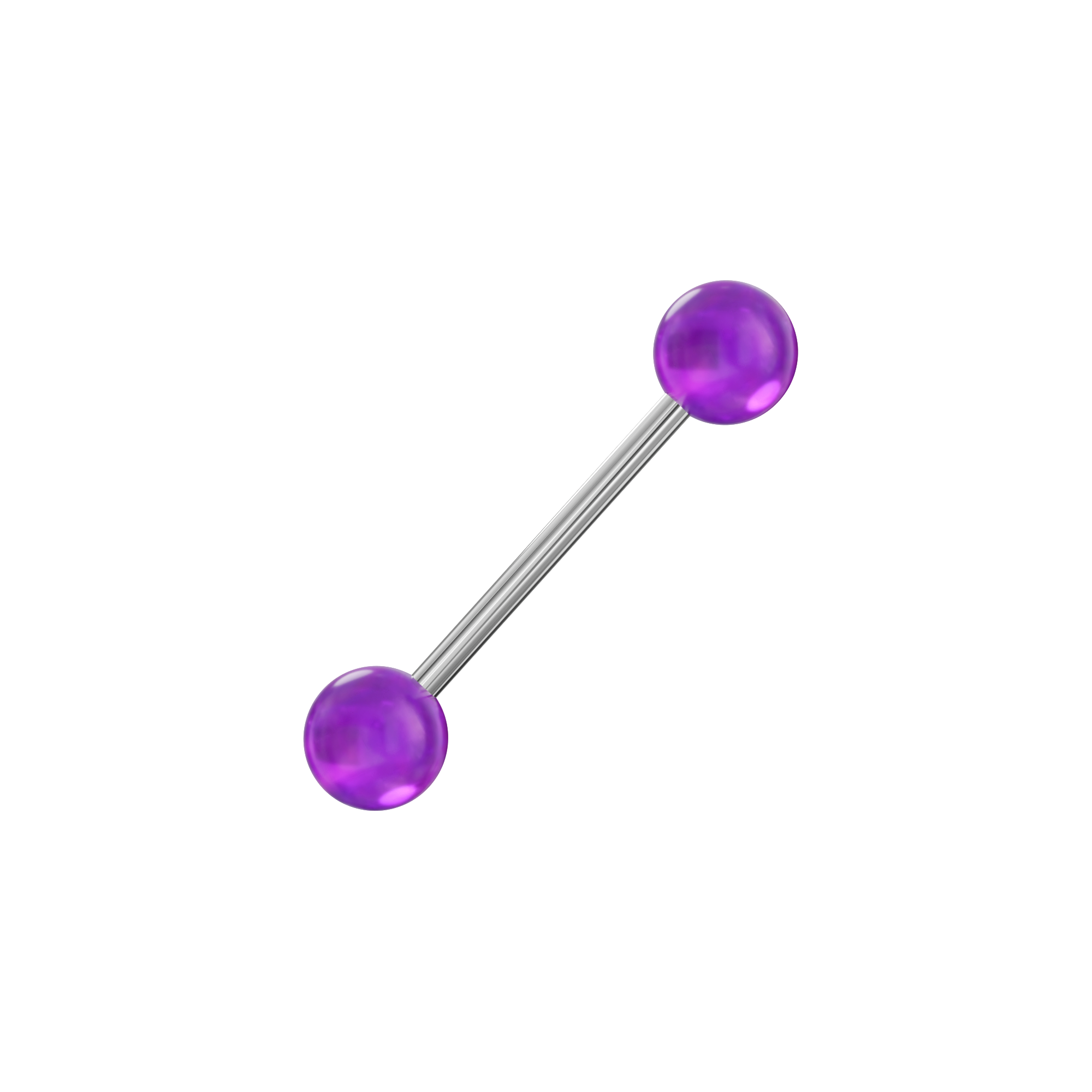Steel Tongue Barbell with Plain UV Balls (Pack of 10) - Monster Piercing