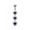 925 Sterling Silver Fancy White Zirconia Jeweled Dangling SS Bar Belly Ring