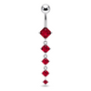 925 Sterling Silver Dangling Five Stones  Belly Button Ring
