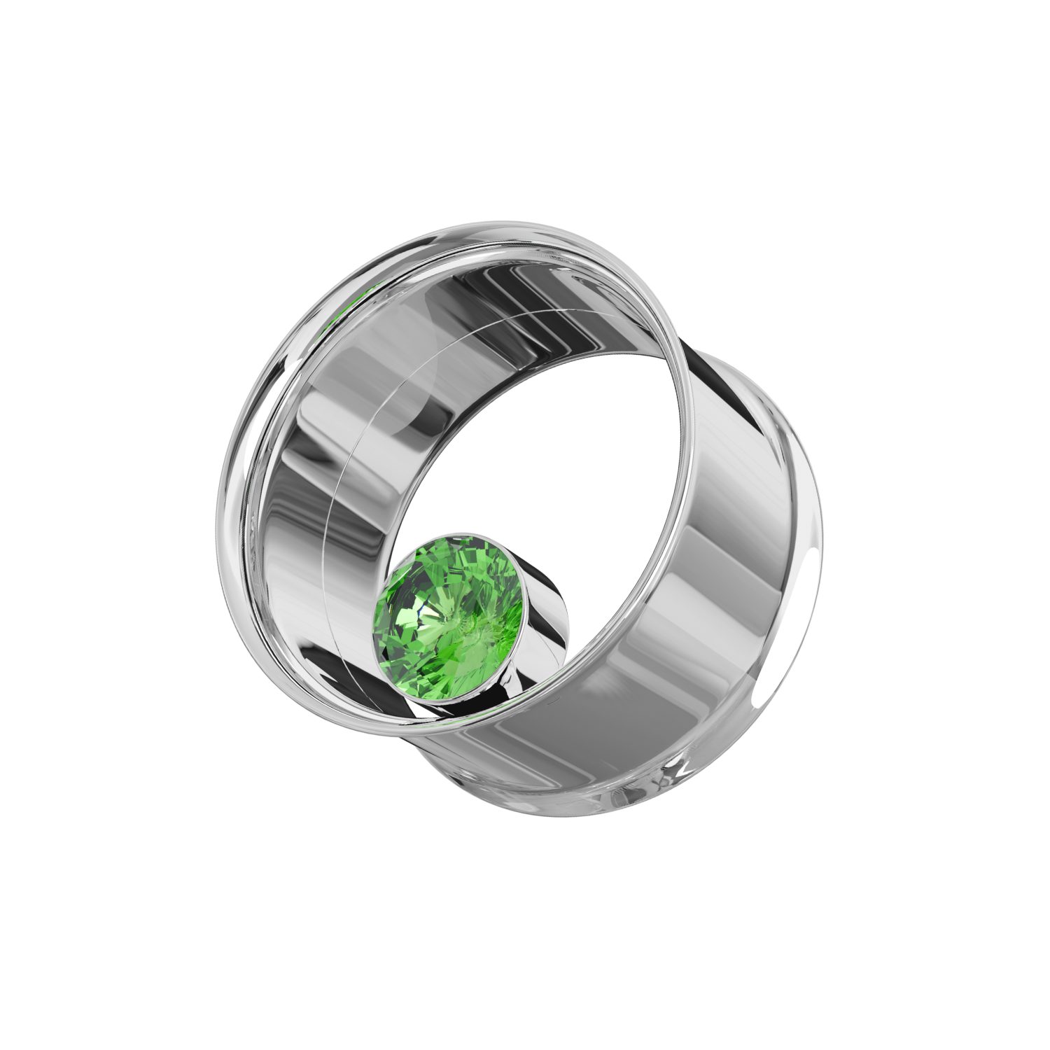 316L Surgical Steel Bezel Set Stone Internally Threaded Tunnel - Monster Piercing