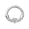 316L Surgical Steel Heart Pronged Crystal CZs Septum Clicker