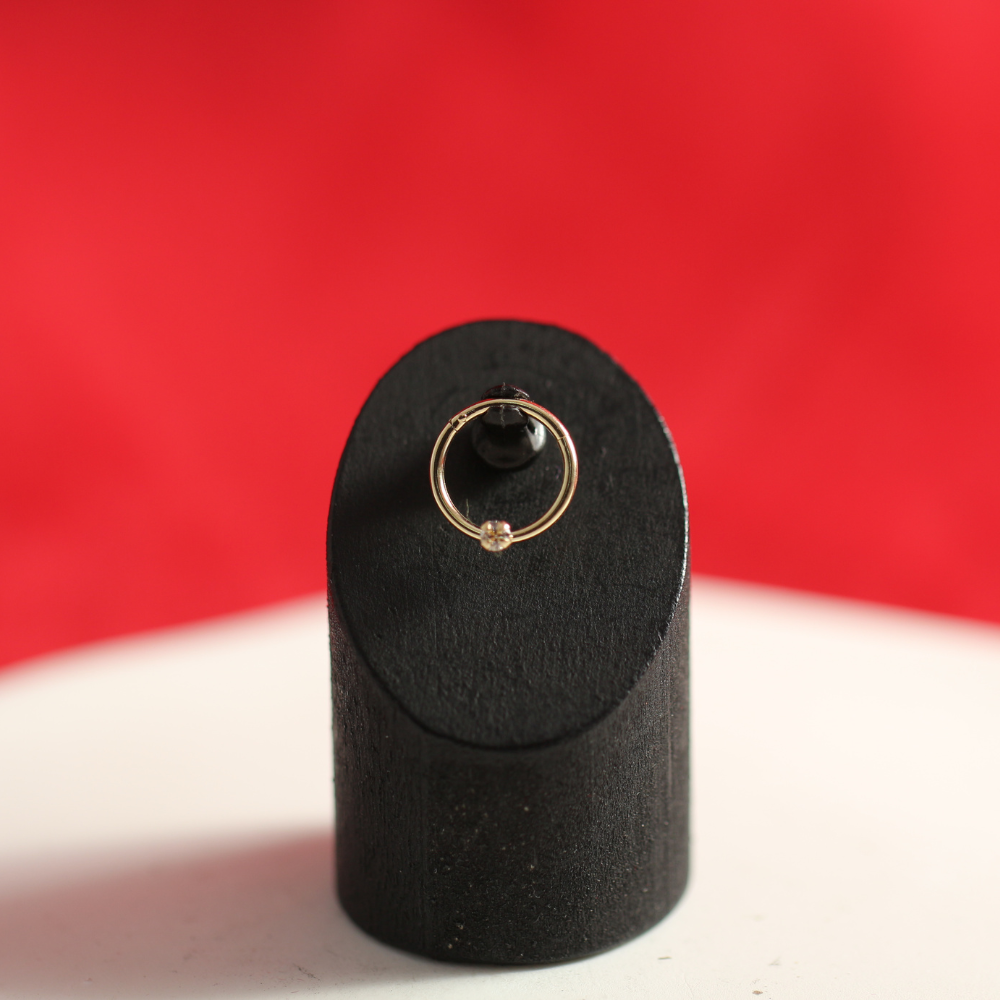 14K Solid Gold 2mm Jewelled CZ Hinged Segment Clicker Ring - Monster Piercing