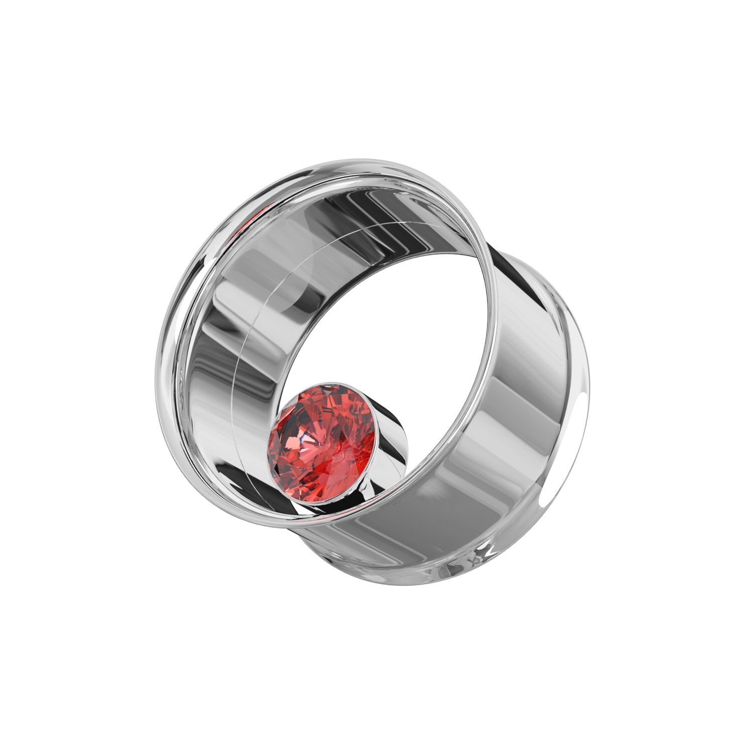 316L Surgical Steel Bezel Set Stone Internally Threaded Tunnel - Monster Piercing