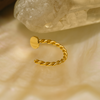 14K Gold Button Top Open Nose Hoop Laser Cut Ring