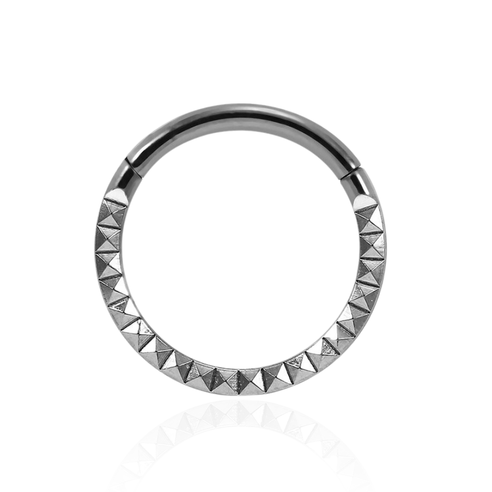 316L Surgical Steel Pyramid Laser Cut Hinged Segment Clicker Ring - Monster Piercing