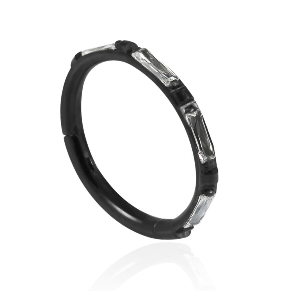 316L Surgical Steel Inlay Crystal Hinged Clicker Segment Ring - Monster Piercing