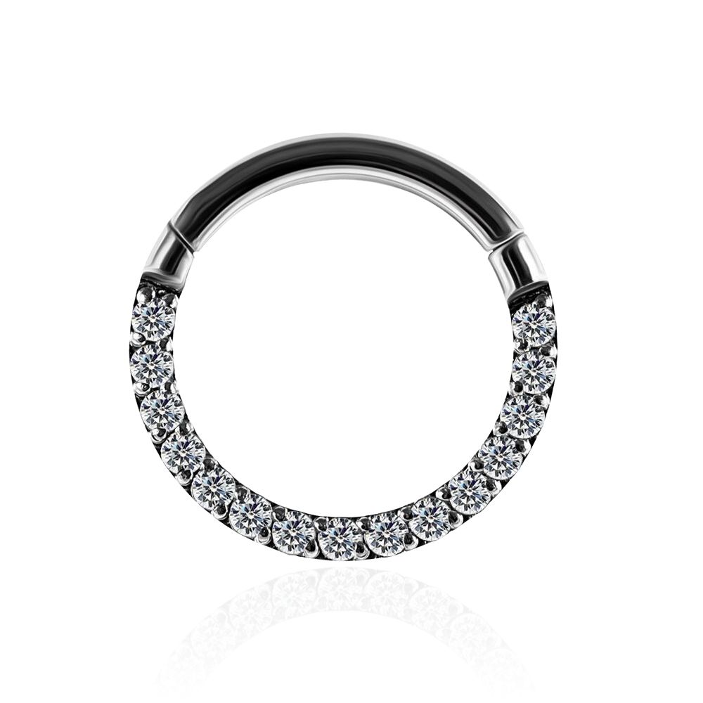 316L Surgical Steel Pave Crystal Hinged Clicker - Monster Piercing