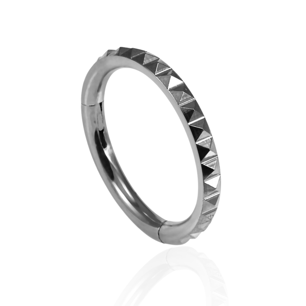 316L Surgical Steel Pyramid Cut Hinged Segment Clicker Ring - Monster Piercing