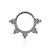 316L Surgical Steel Multi Crystals Jewelled with Trinity Tribal Dots Hinged Segment Clicker Ring