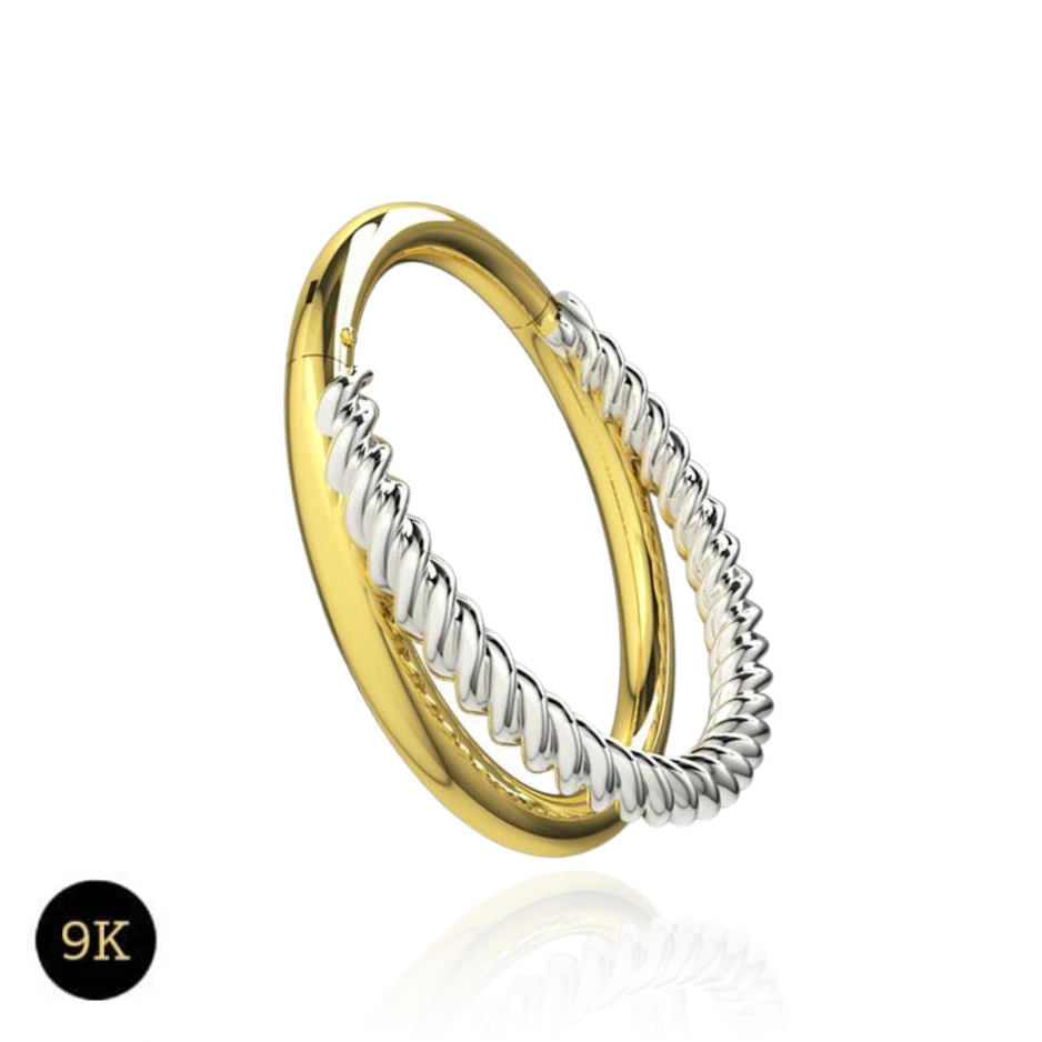 9K Gold Double Stack Hinged Segment Clicker Ring - Monster Piercing