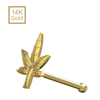 14K Gold Ball End Marijuana Nose Stud