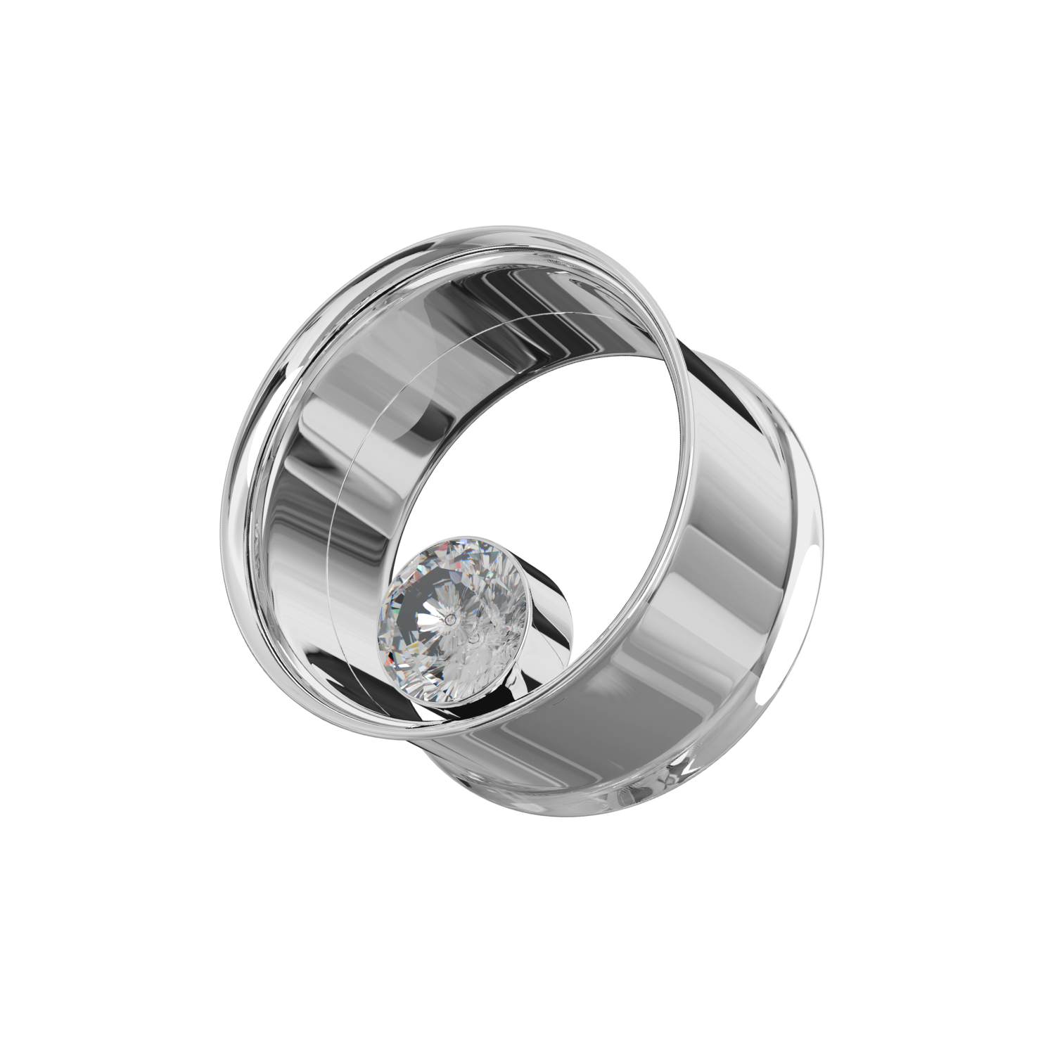 316L Surgical Steel Bezel Set Stone Internally Threaded Tunnel - Monster Piercing
