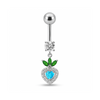 925 Sterling Silver Fancy White Jewelled With Heart Dangling Belly Ring