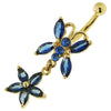 14K Gold Blue Studded Butterfly Belly Ring