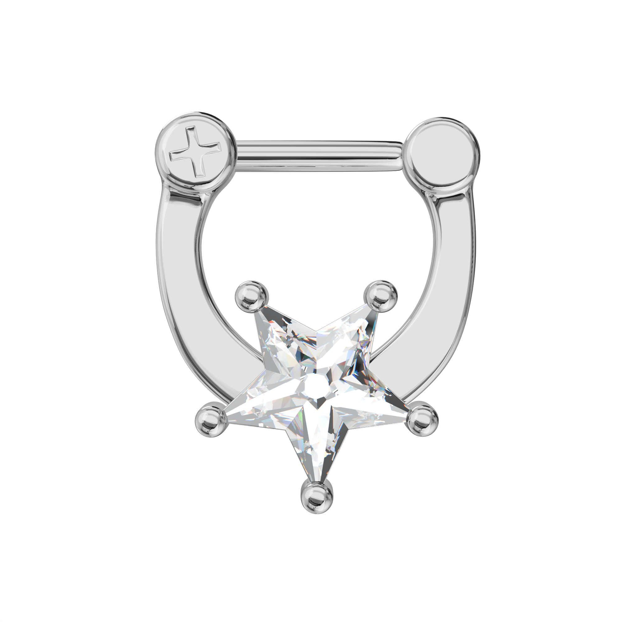 316L Surgical Steel & Star Cubic Zirconia Septum Clicker Ring - Monster Piercing