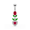 925 Sterling Silver Fancy Multi Stone Leafs With Heart Dangling Navel Ring