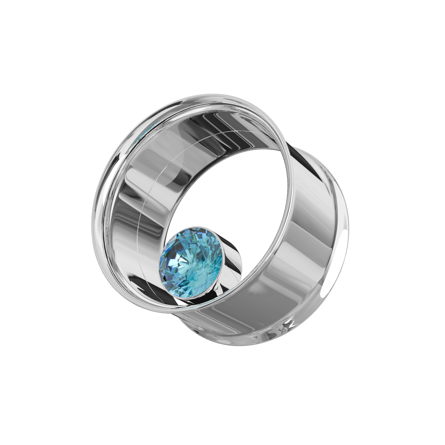 316L Surgical Steel Bezel Set Stone Internally Threaded Tunnel - Monster Piercing