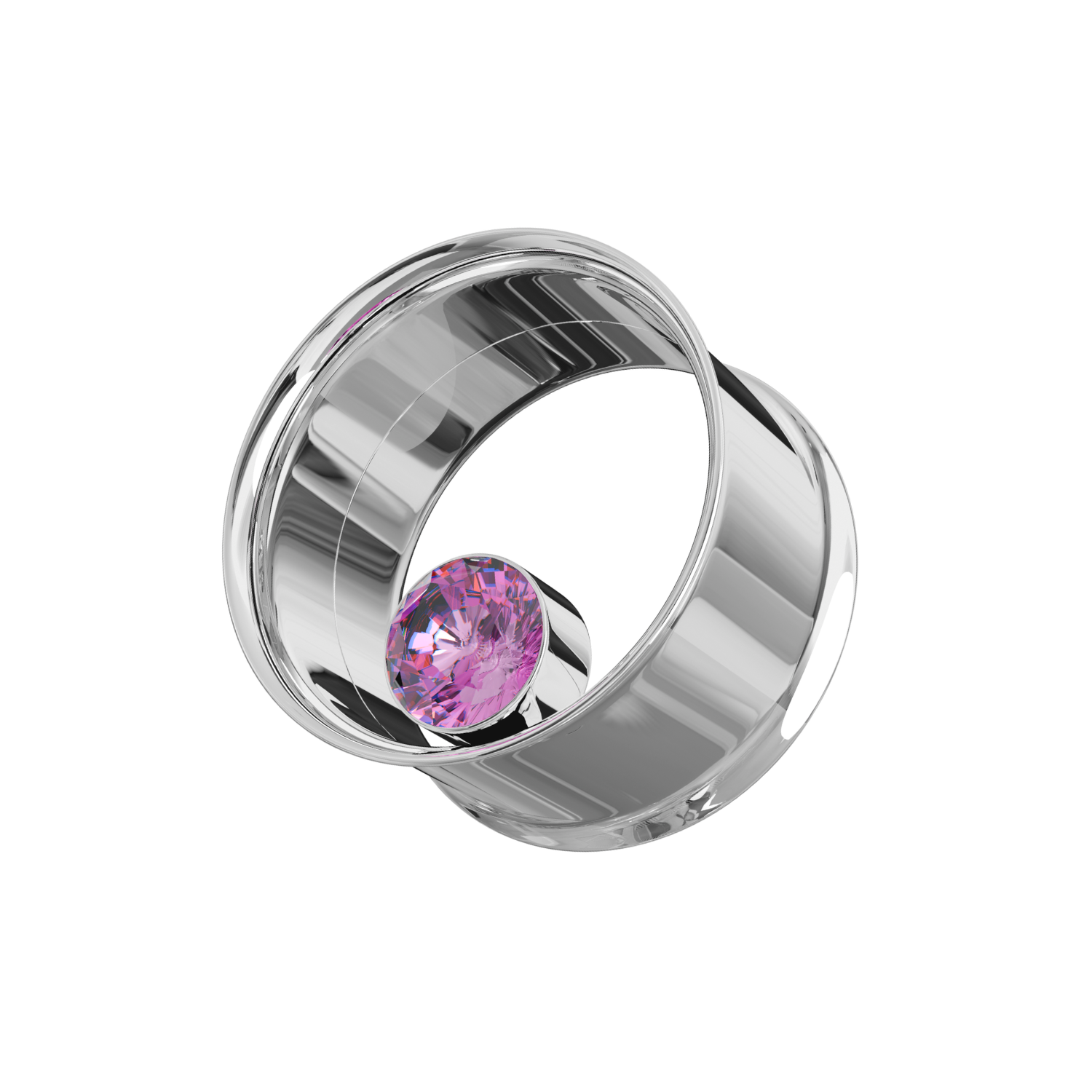 316L Surgical Steel Bezel Set Stone Internally Threaded Tunnel - Monster Piercing