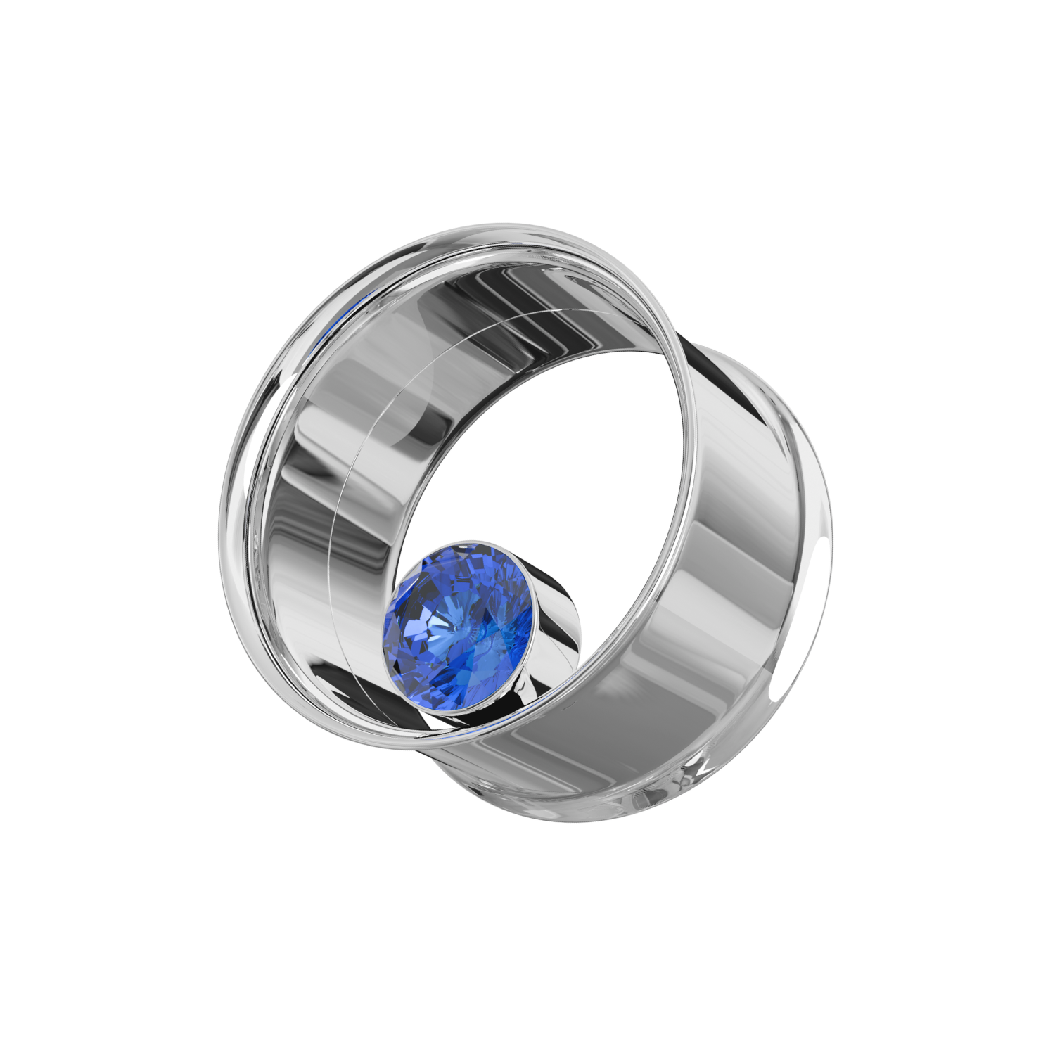316L Surgical Steel Bezel Set Stone Internally Threaded Tunnel - Monster Piercing