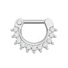 316L Surgical Steel Single Line Pronged CZs Septum Clicker