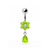 925 Sterling Silver Fancy Flower Silver Dangling With SS Belly Ring