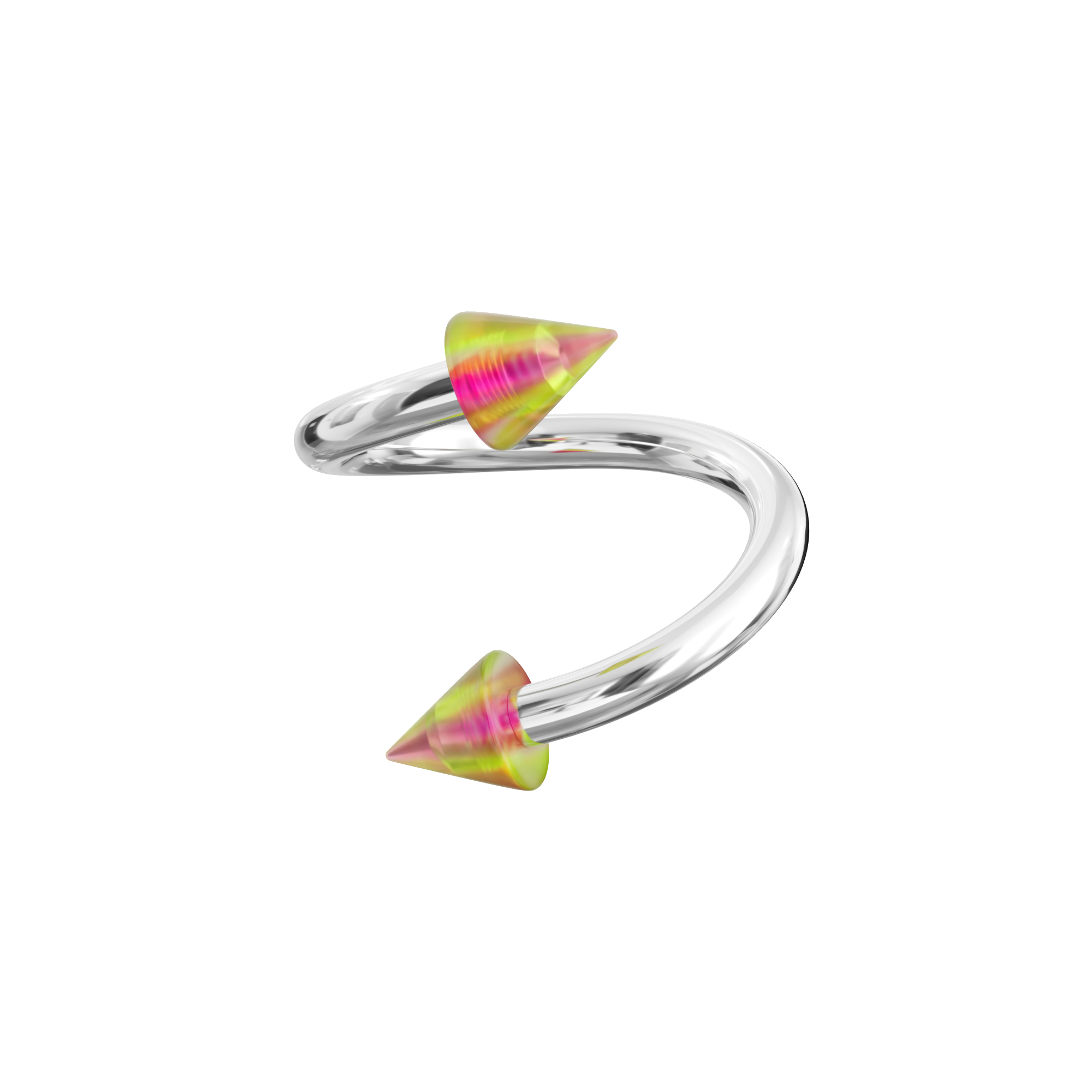 Twisted Barbell with UV Fancy Colourful Swirl Cone (Pack of 10) - Monster Piercing