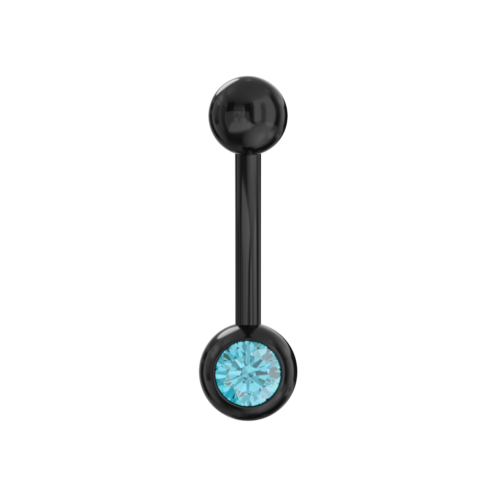 316L Surgical Steel Black Cubic Zirconia Studded Belly Ring - Monster Piercing